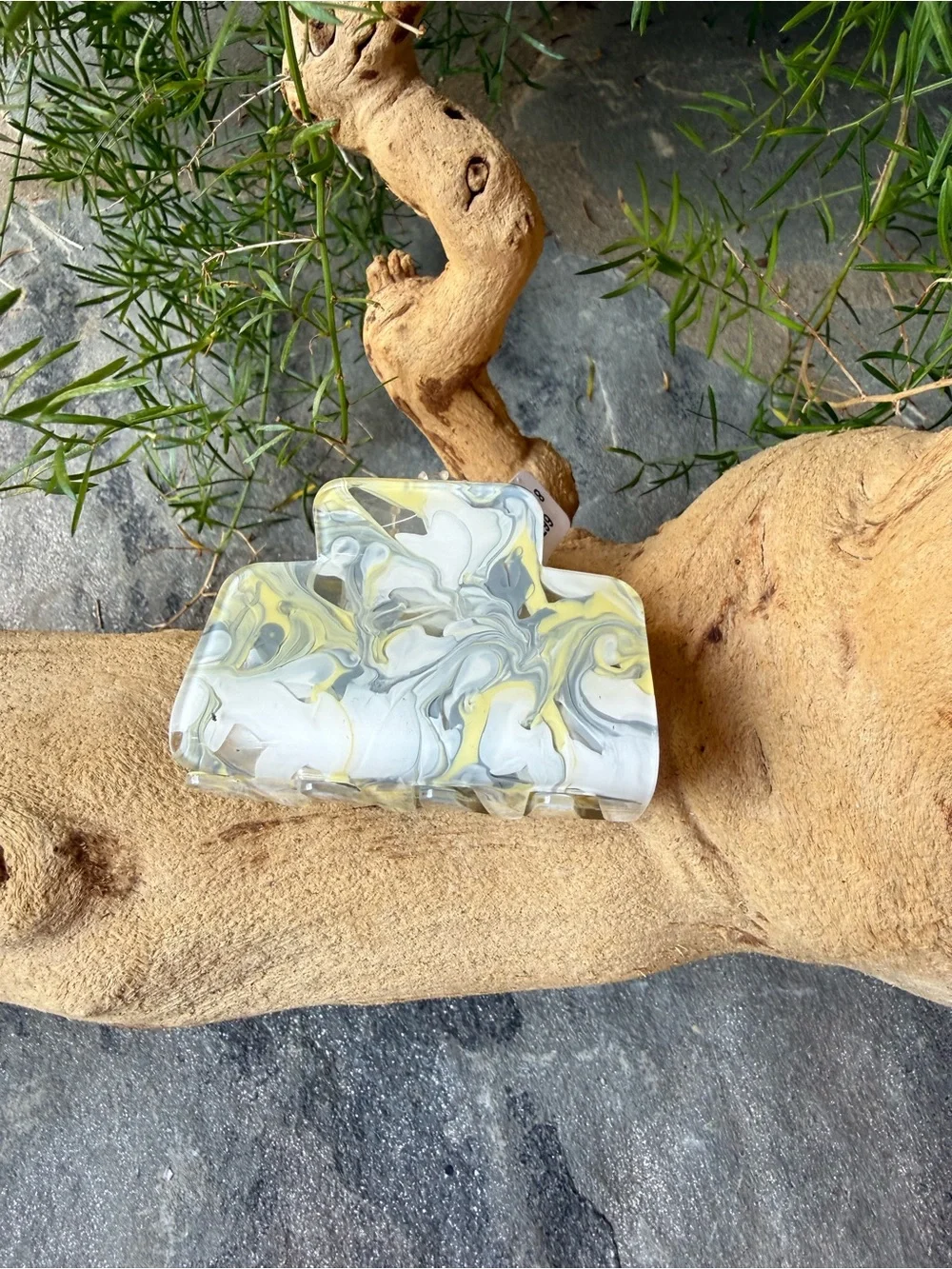 New🌟Free People-Tyrone Marble-Pattern Hair Clip - Green and Yellow